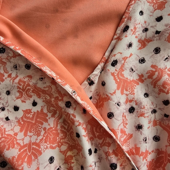 CeCe By Cynthia Steffens Coral Pop Gemma Surplice Long Sleeve Dress Size 12 - Picture 8 of 15